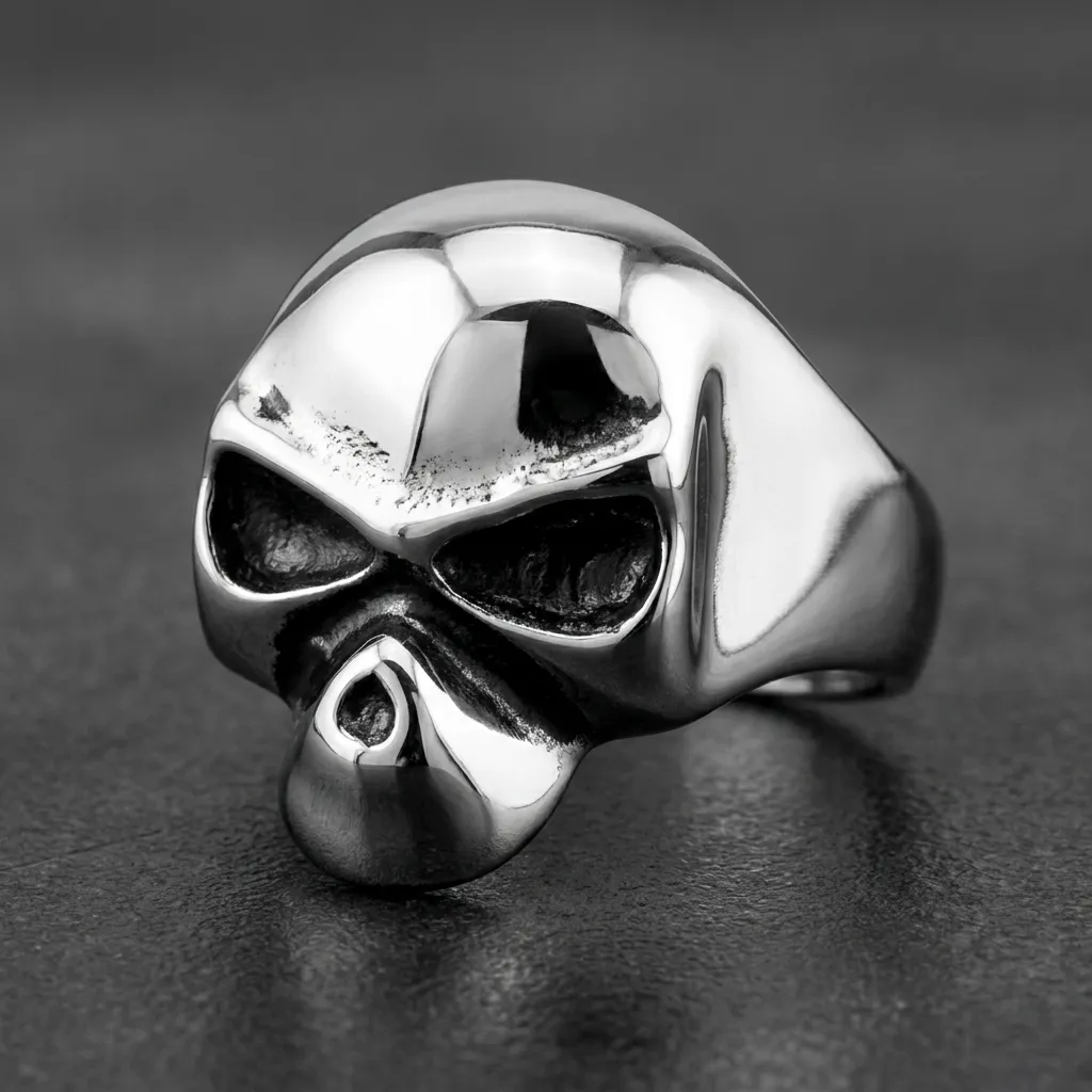 'Close Enough To Perfect' Stainless Steel Skull Ring (#020)