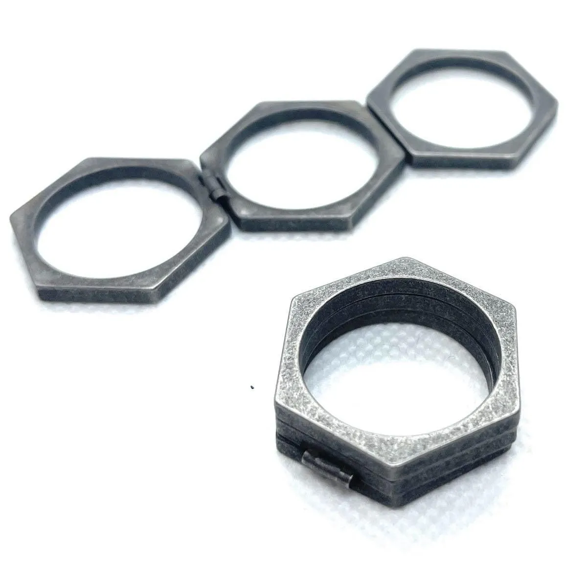 HexLock Tactical Ring Set™ – Modular Hex Self-Defense & Utility Rings (316L Steel) (#740)