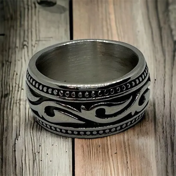 Tribal Tattoo Stainless Steel Ring (#r0032)