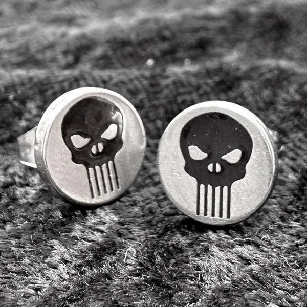 Punisher Skull Earrings (#c491)