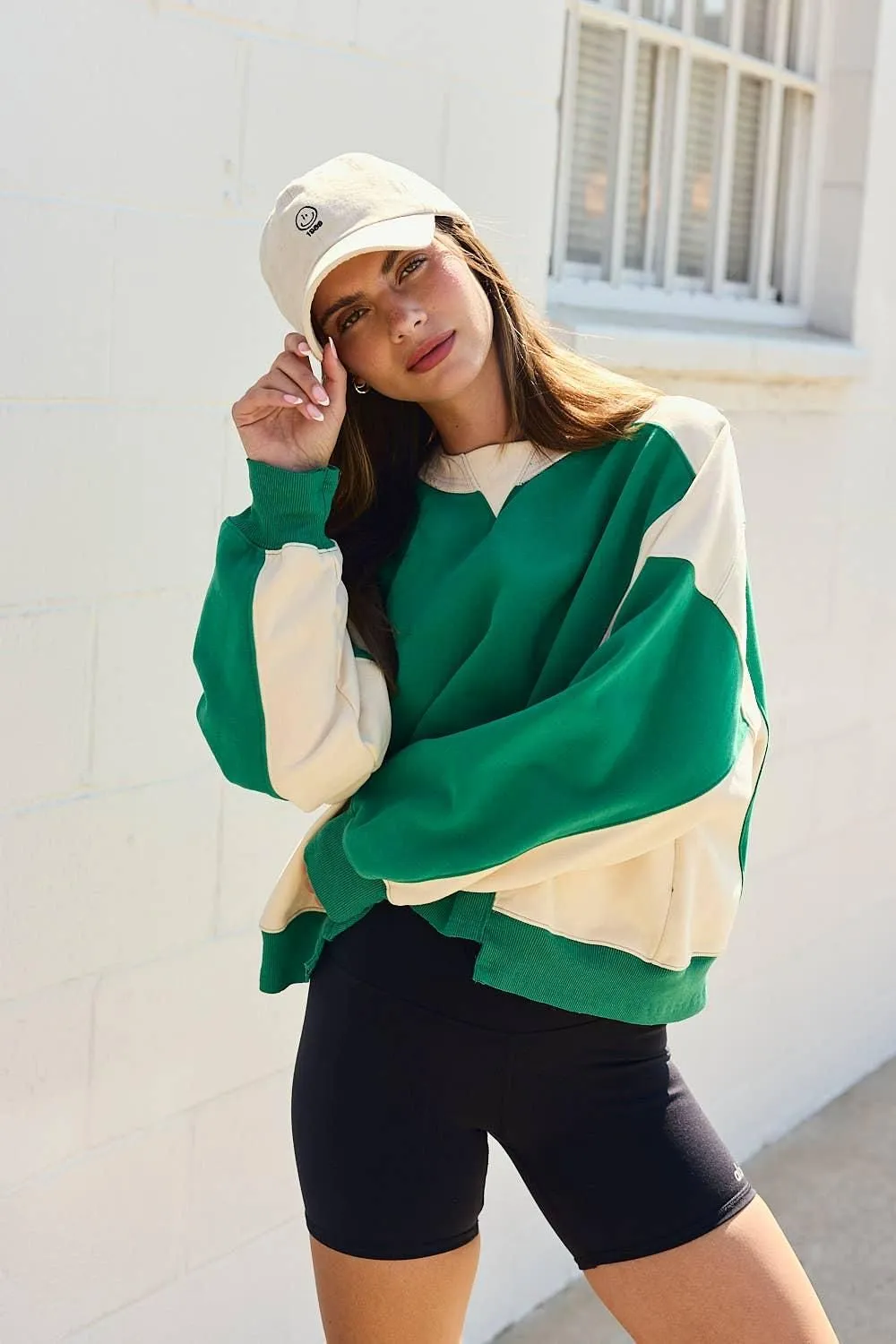 Green Contrast Pullover