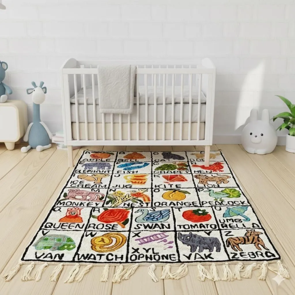 Handmade Alphabet Tapestry Rug for Babies and Kids Room