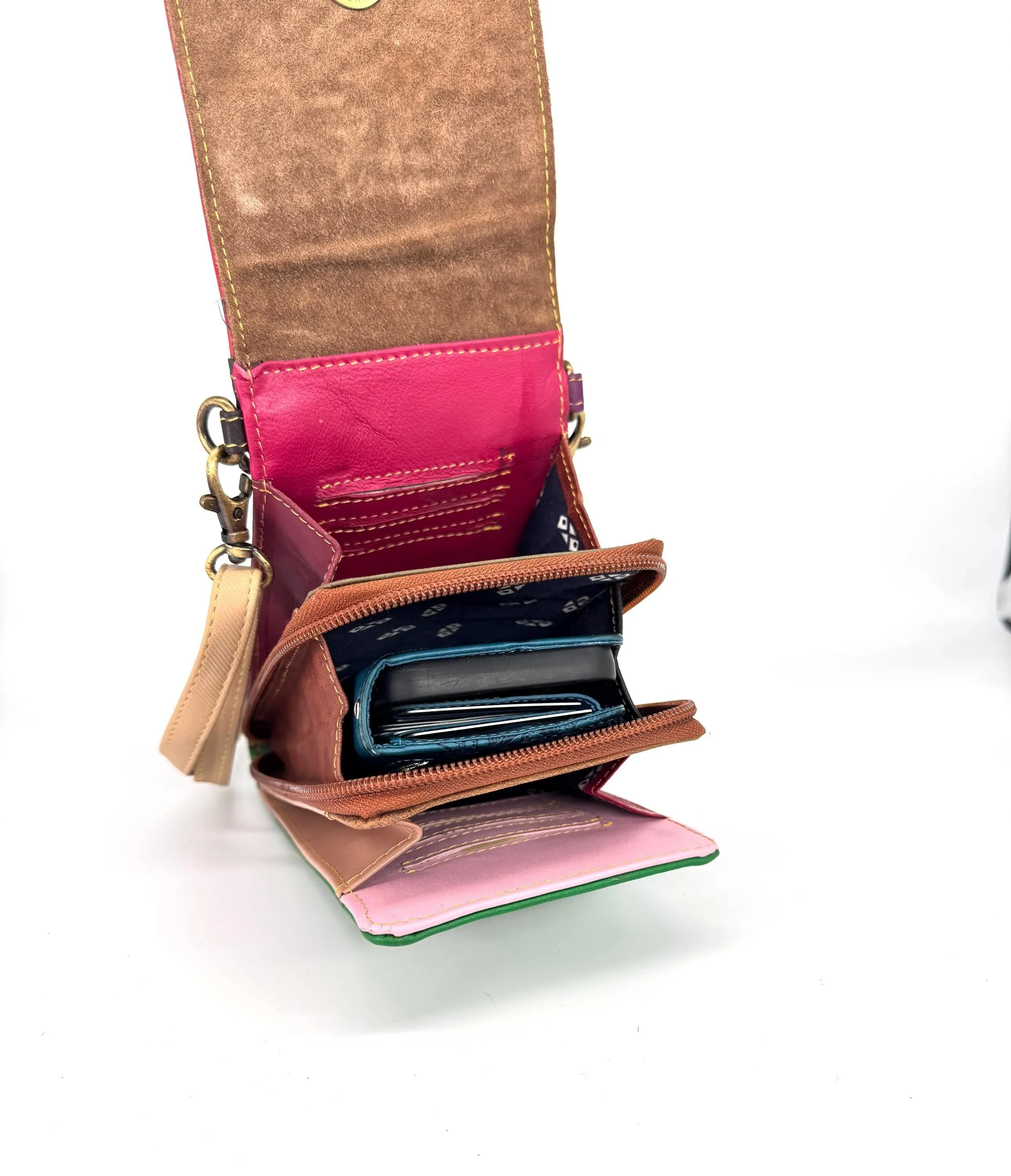 Upcycled Leather Crossbody Phone Bag