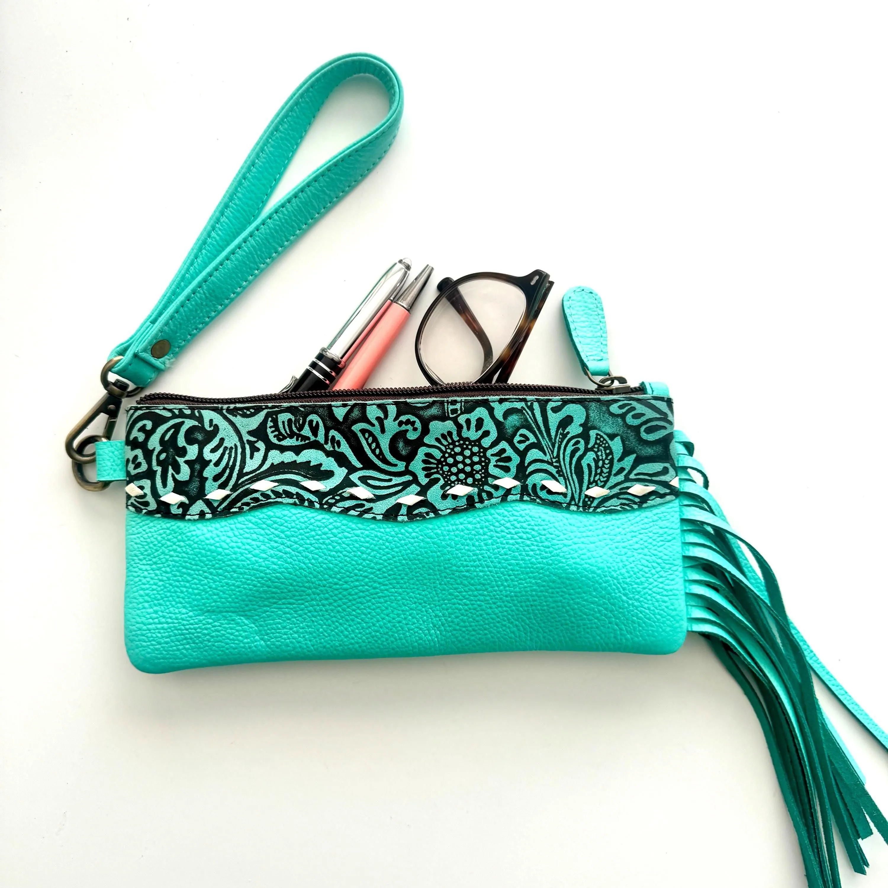 Fringed Leather Clutch