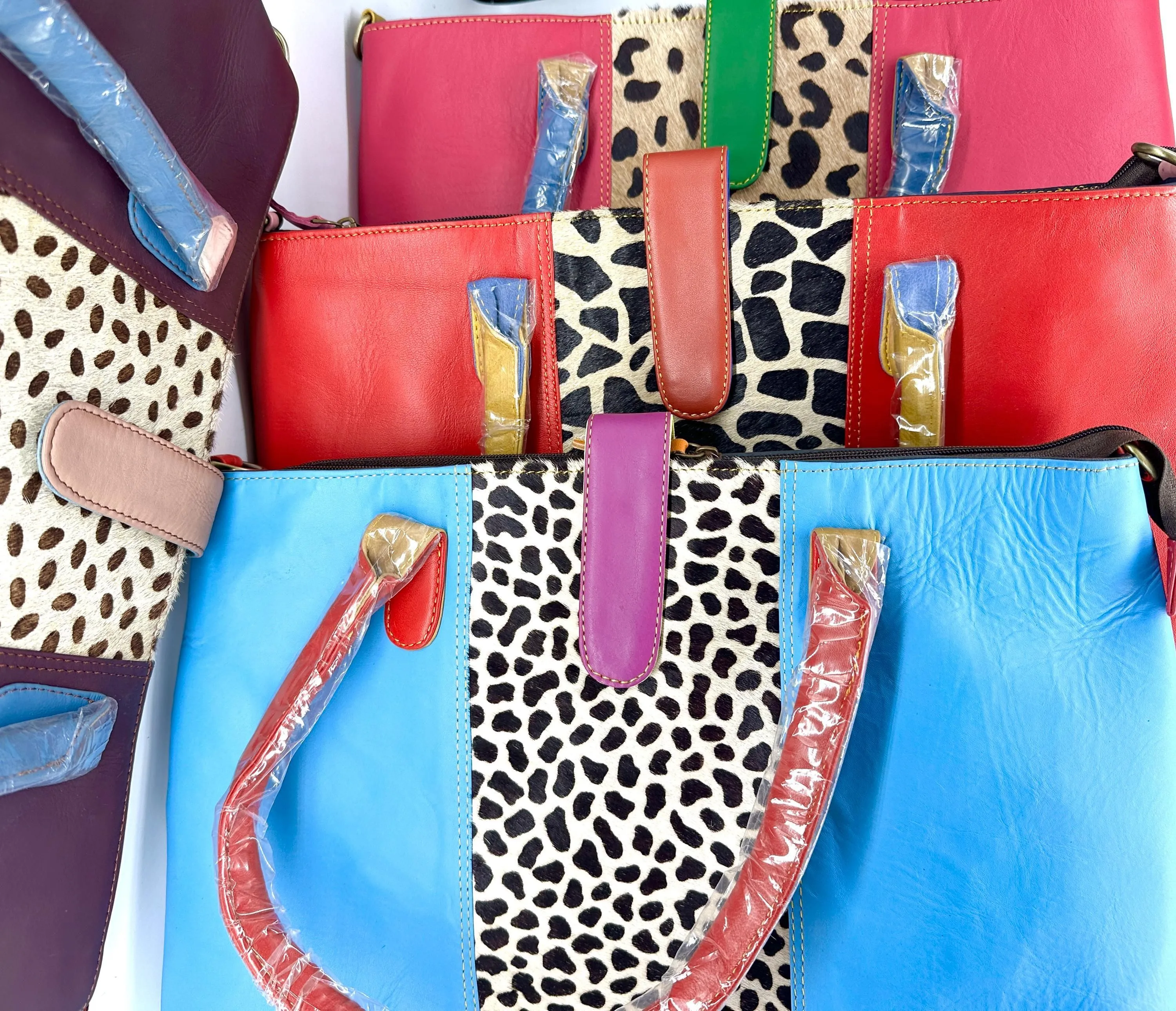 Recycled Coloured Leather Laptop Tote Bag