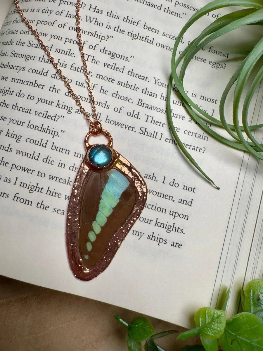 Labradorite and Butterfly Wing Necklace