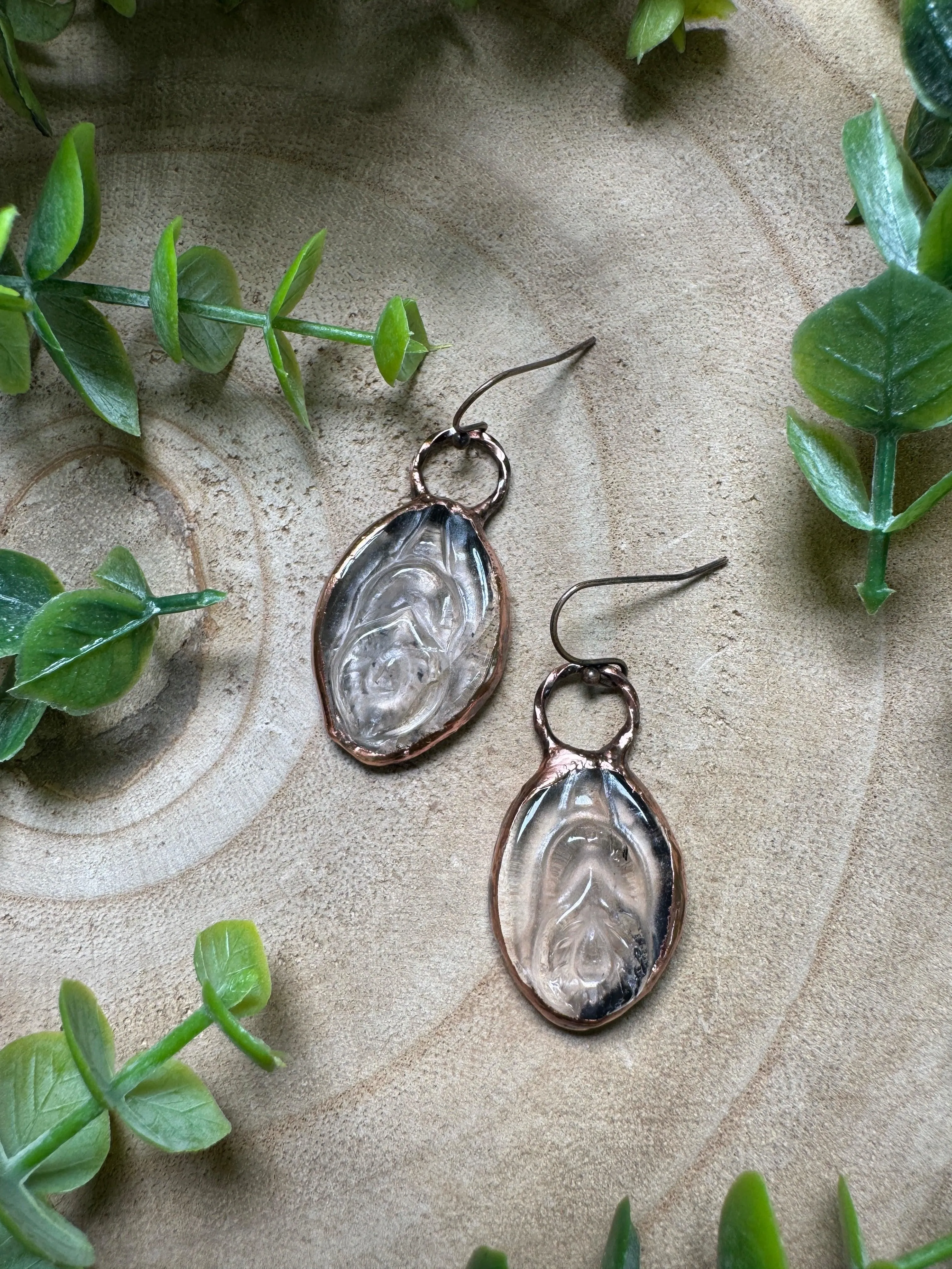 Clear Quartz Yoni Earrings
