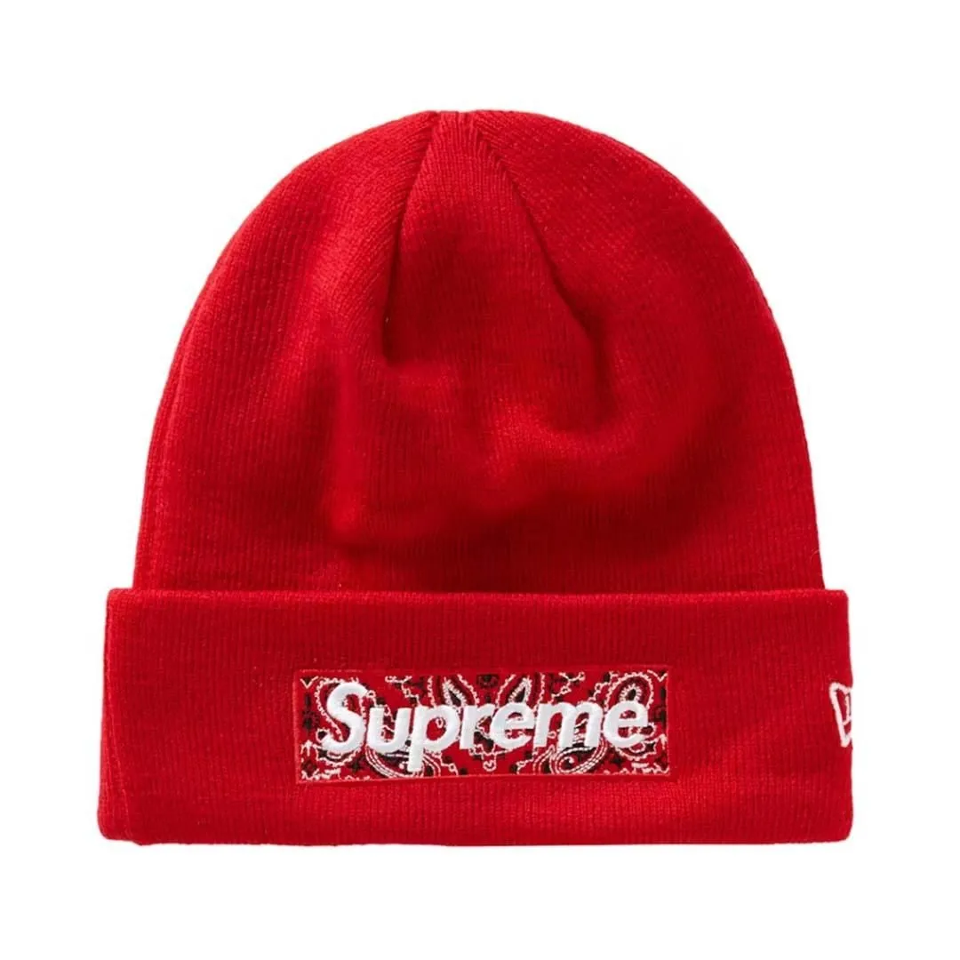 Supreme New Era Box Logo Beanie Red