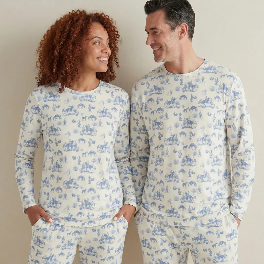 Unisex Adult Pajama-Set Bamboo Western Sky