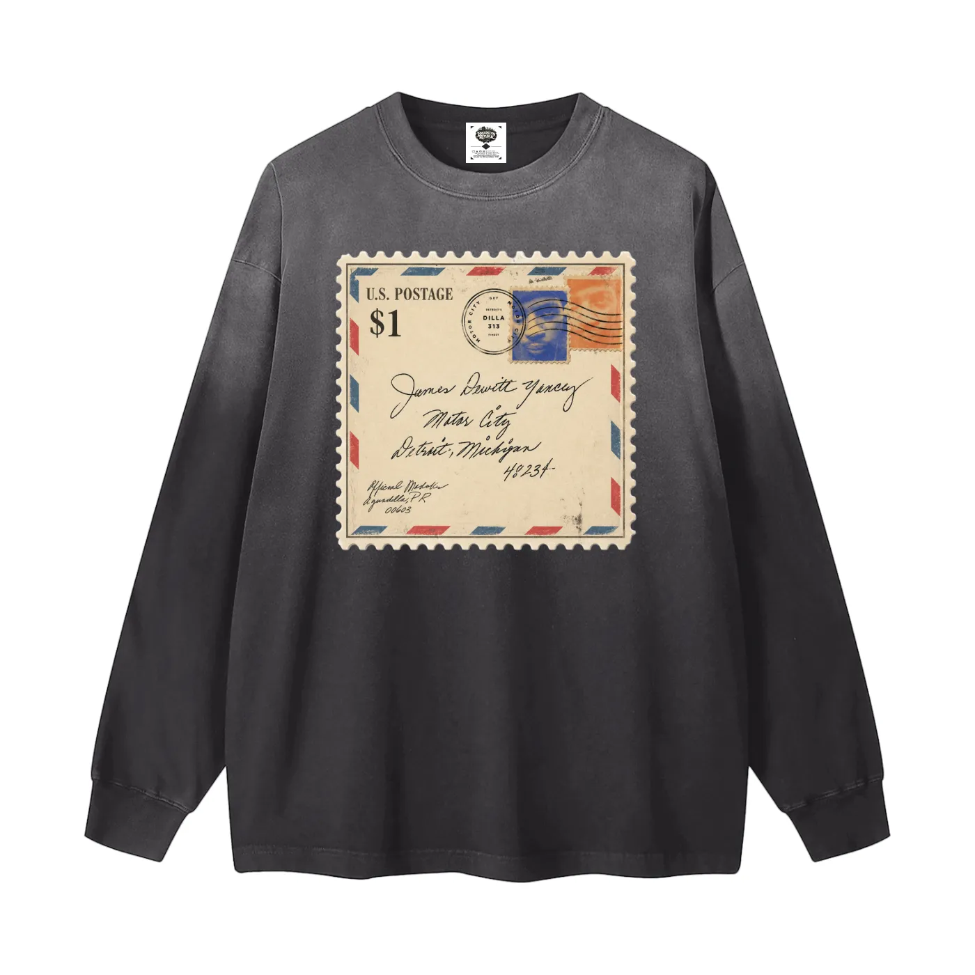 "Dear James" Gradient Washed Long Sleeve T-Shirt