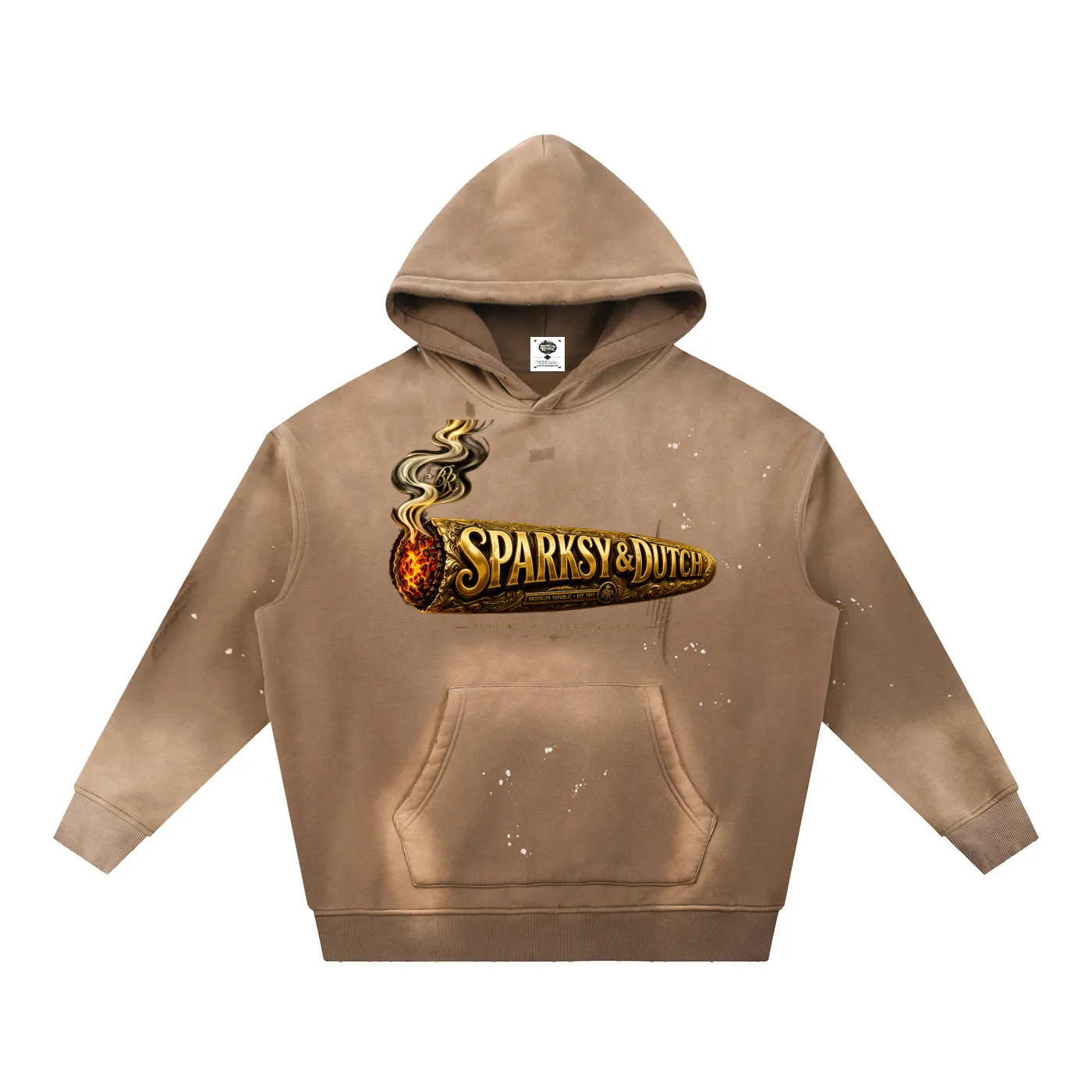 "Blowin' Smoke" Vintage Washed Frayed Fleece Hoodie