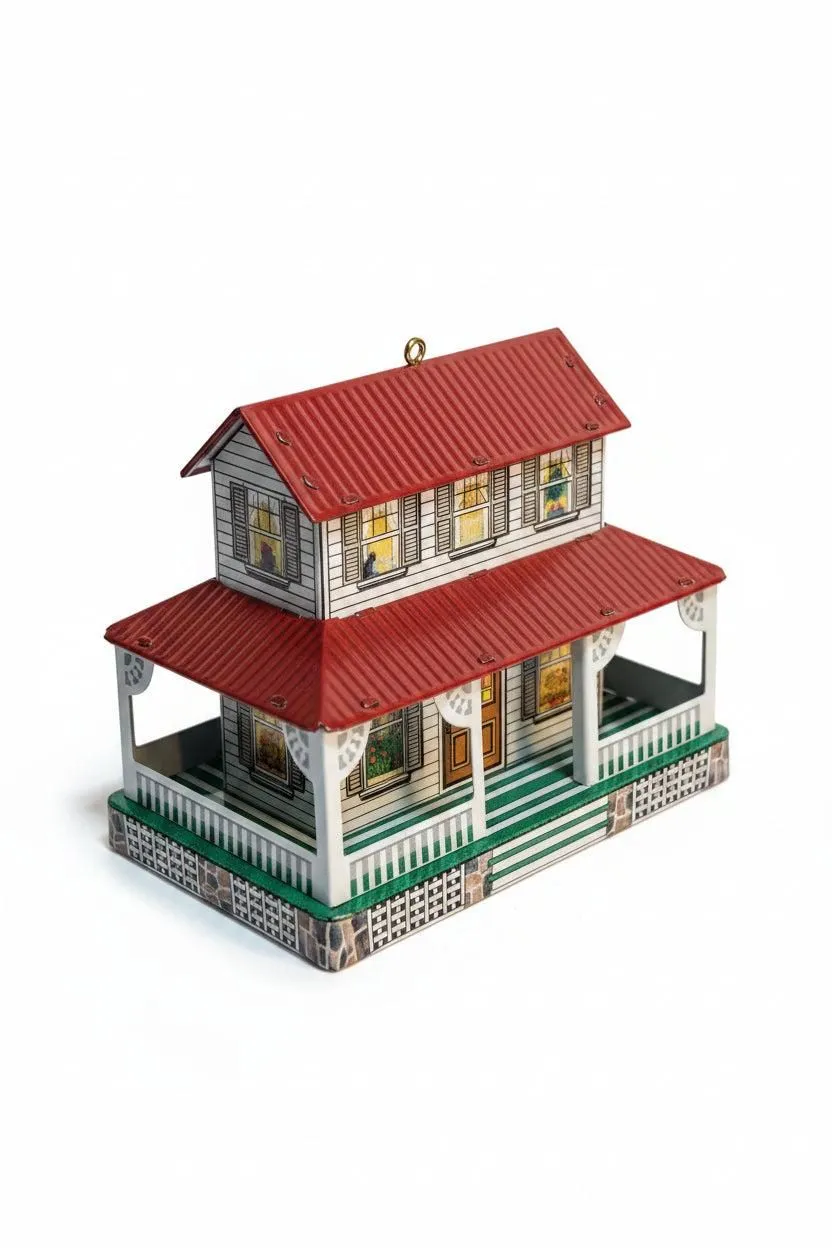 Vintage Hallmark Keepsake Ornament Pressed Tin Farm House 1st in Town & Country Series 1999 t&c1