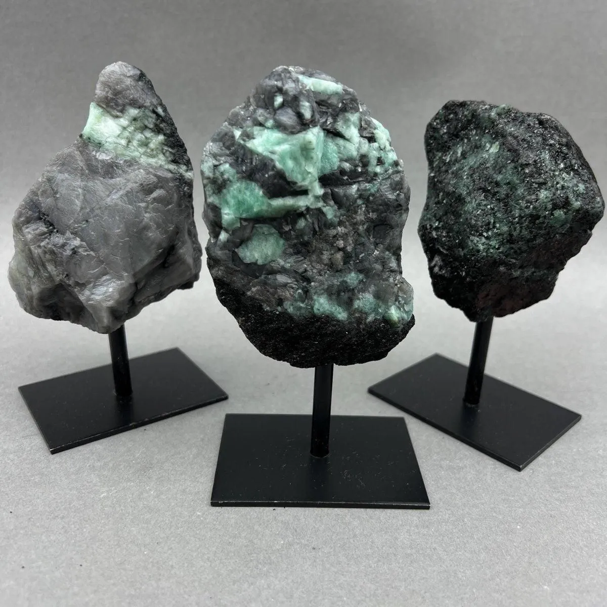 Emerald Rough Specimen on Metal Stand Gemstone Home Decor Wholesale Crystal Supply