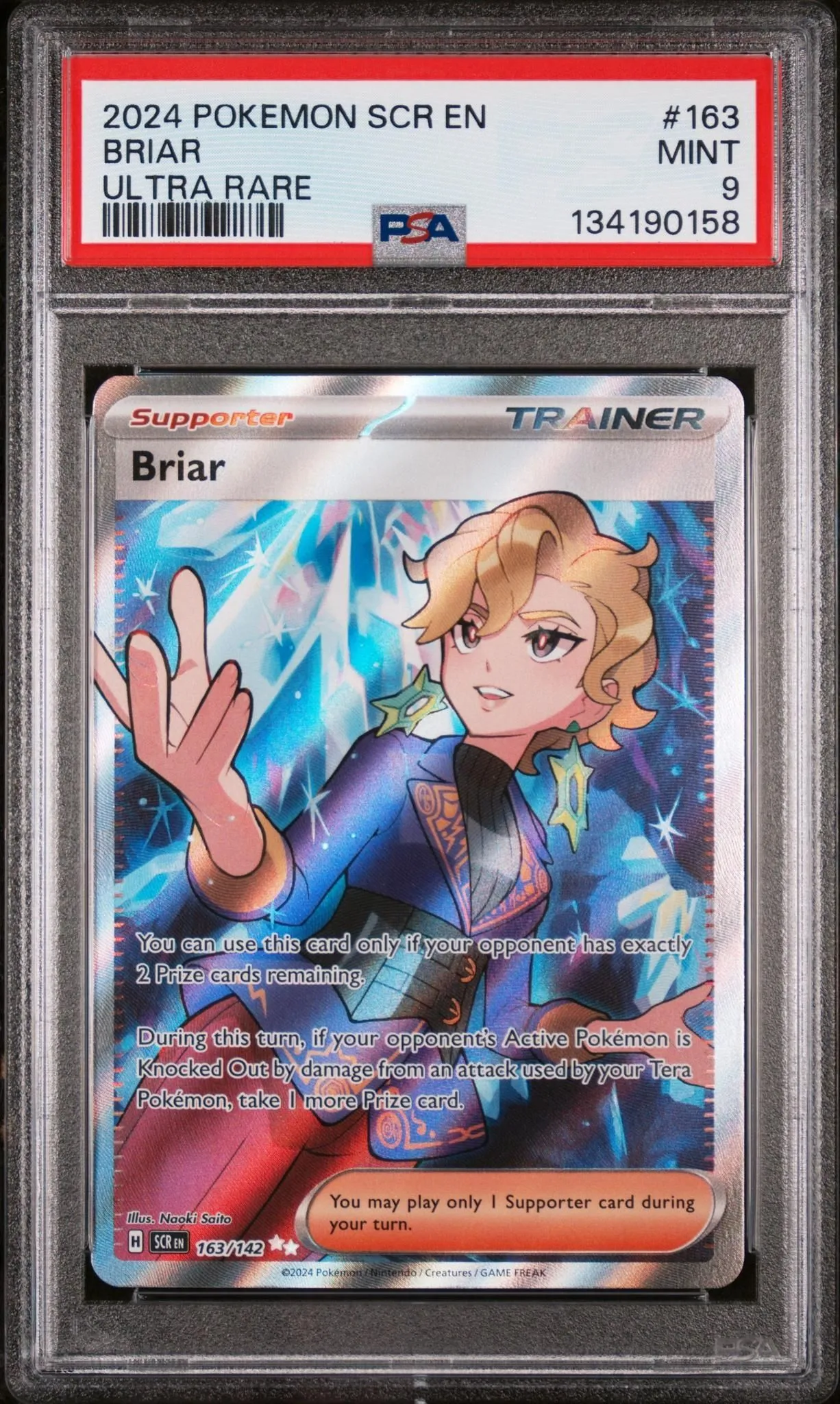 2024 Pokemon Scarlet and Violet Stellar Crown Ultra Rare Briar #163 PSA 9
