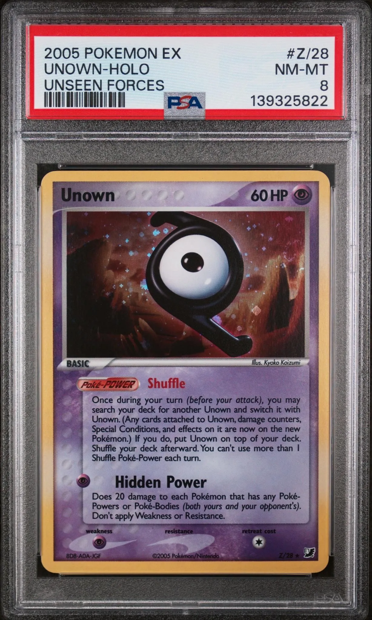 2005 Pokemon Ex Unseen Forces Holo Unown #Z/28 PSA 8