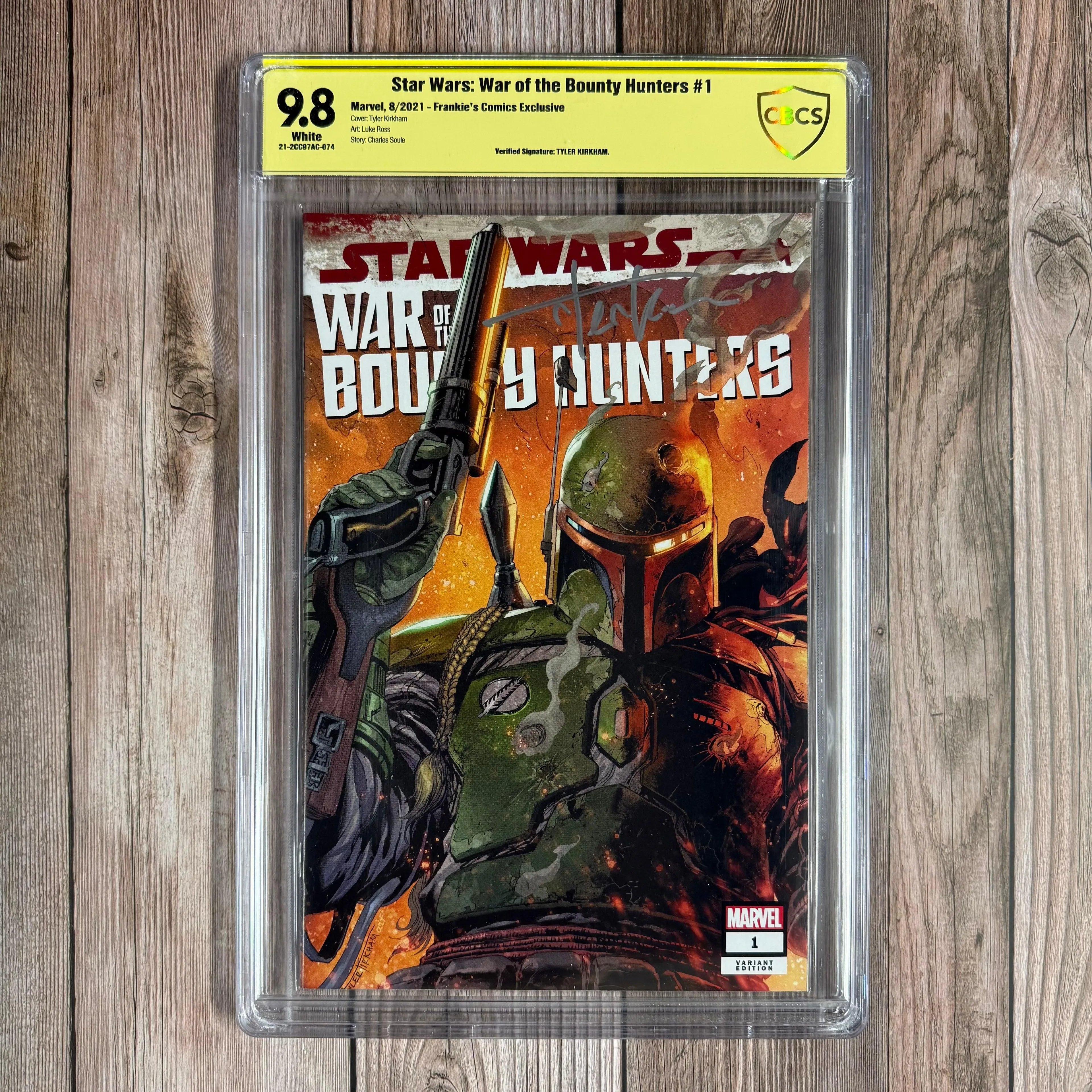 Star Wars: War of the Bounty Hunters #1 CBCS 9.8 Authenticated Signature of Tyler Kirkham Frankie's Comics Exclusive, 1st Appearance of Trinia, Margo, Tekrit and Nalita (Cert 074)