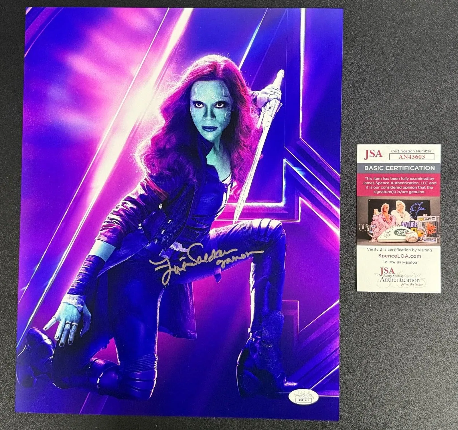 Zoe Saldana Signed 11x14 Photo as Gamora Guardians of the Galaxy - JSA COA