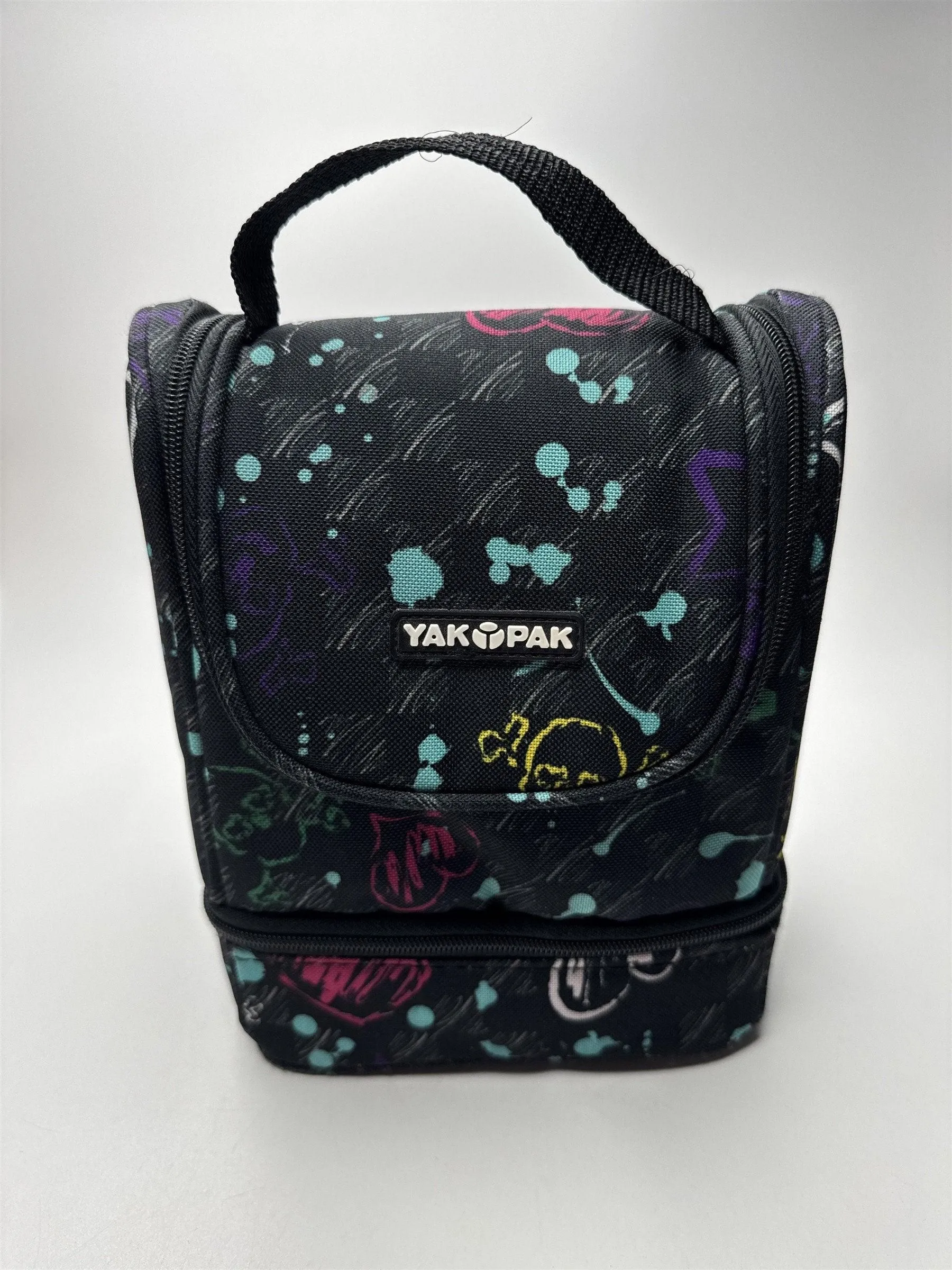 Yak Pak Lunch Bag/Box Multicolored With Hearts and Skulls