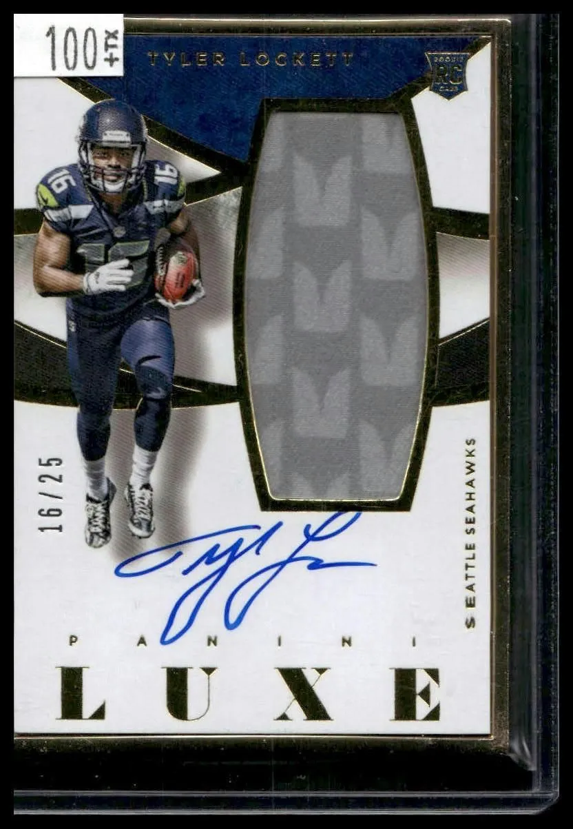 Tyler Lockett 2015 Panini Luxe Framed Rookie Mem. Autographs Prime Gold#/25