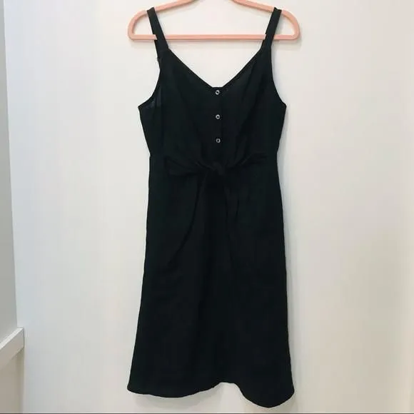 Product image for Saks fifth avenue black 100% linen dress tie in front sz XS