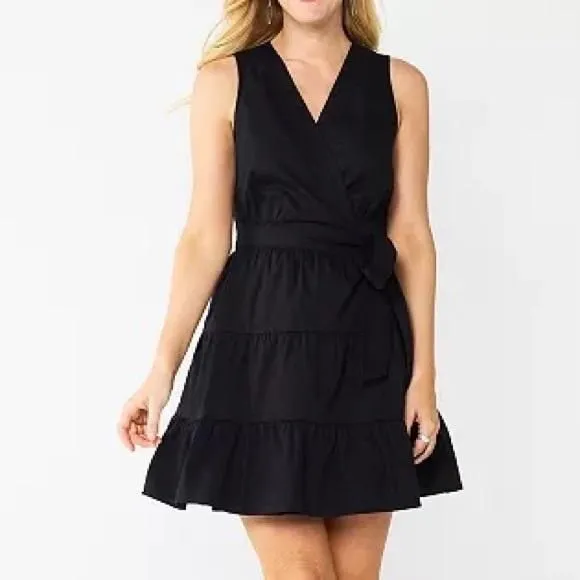 Product image for NWOT Women's Nine West Tiered Wrap Dress black size Medium