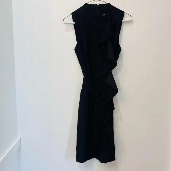 Product image for black donna ricco ruffle black tie dress around neck size 4