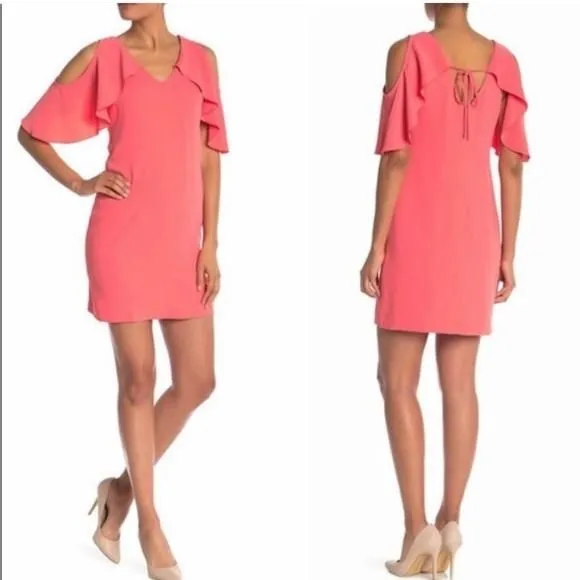 Product image for Trina Turk Coral Kaidance Cold Shoulder Dress sz Small