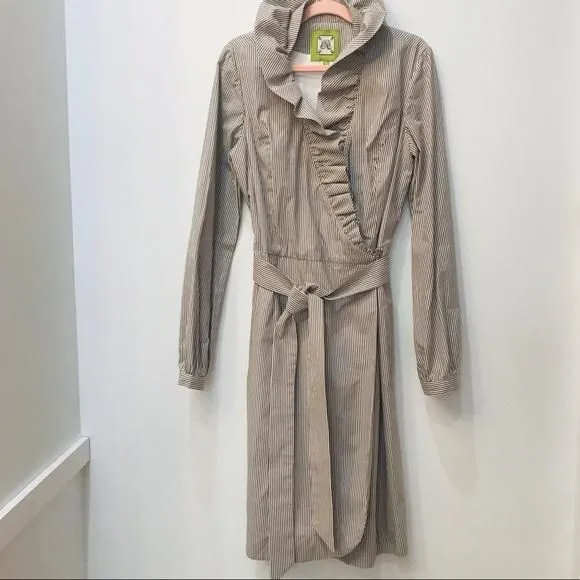 Product image for Elizabeth McKay stripe long-sleeve soctland style dress. Sz 8 brown