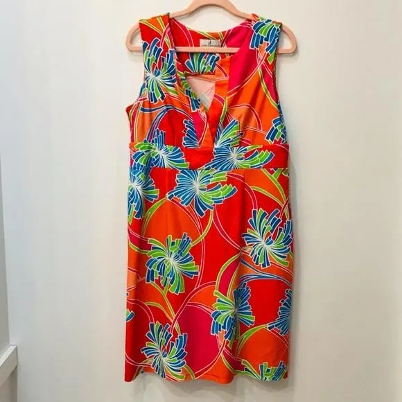 Product image for Jude Connally bright colorful palm dress sz Medium