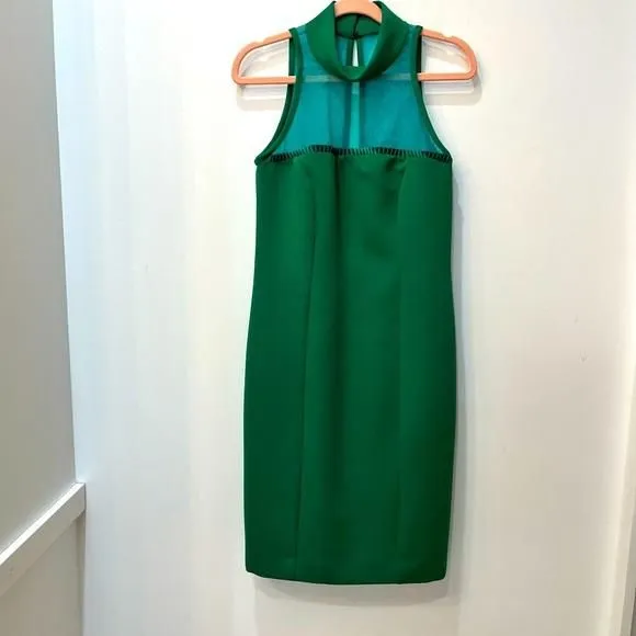 Product image for Vintage Margie Darnell green halter style sheer top dress sz 2