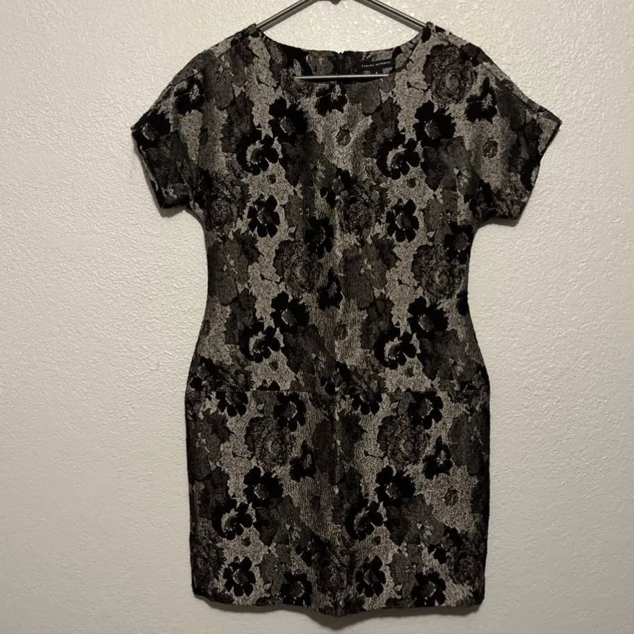 Product image for Banana Republic Womens Jacquard Dress Back Zipper Metallic Floral Black Size 4