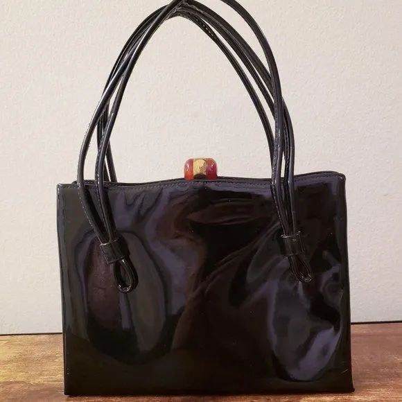 Product image for 50's Vintage After Five Patent Leather Top Handle Handbag