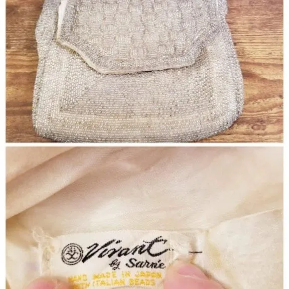 Product image for 50's Vintage Vivant by Sarne Silver Beaded Handbag