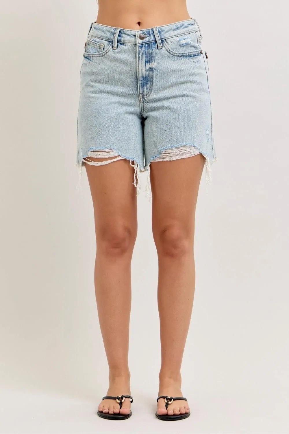 7215 Judy Blue High-Waisted Rigid Magic Dad Short Wwith Cell Phone Back Pockets