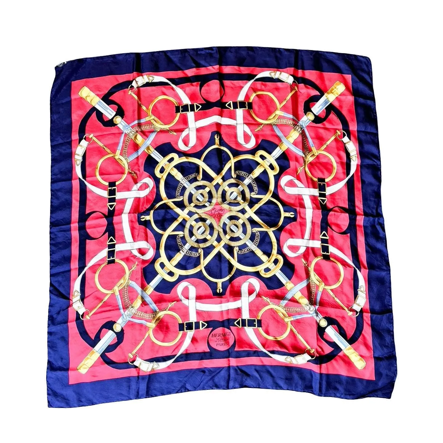 Vintage Hermes Eperon d'Or 90cm Silk Scarf
