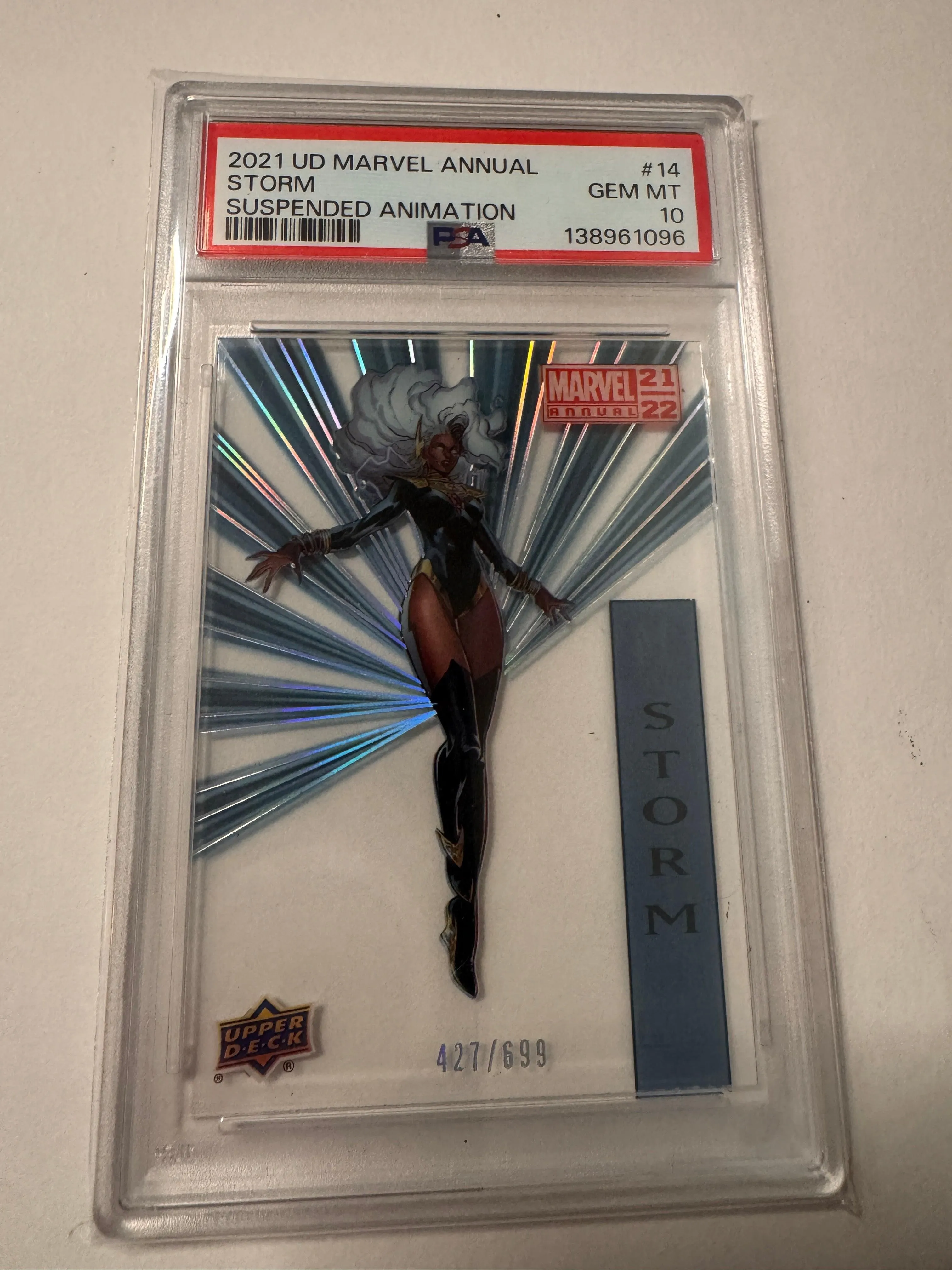 Storm Suspended Animation 2021 Marvel Annual Upper Deck PSA Gem Mint 10