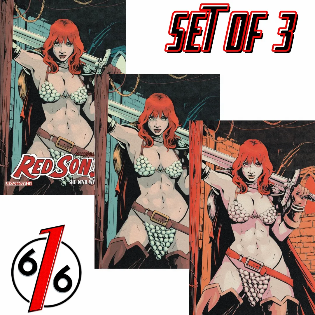 RED SONJA SHE DEVIL WITH A SWORD #1 FLOPS 616 COMICS Trade Dress & Virgin Variant ABC Set LTD 500