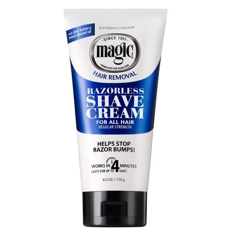 Magic Razorless Shaving Cream for Hair Removal, Normal Beard Maintenance, Depilitory Cream Paraben-Free, Sulfate-Free, Scented 6oz