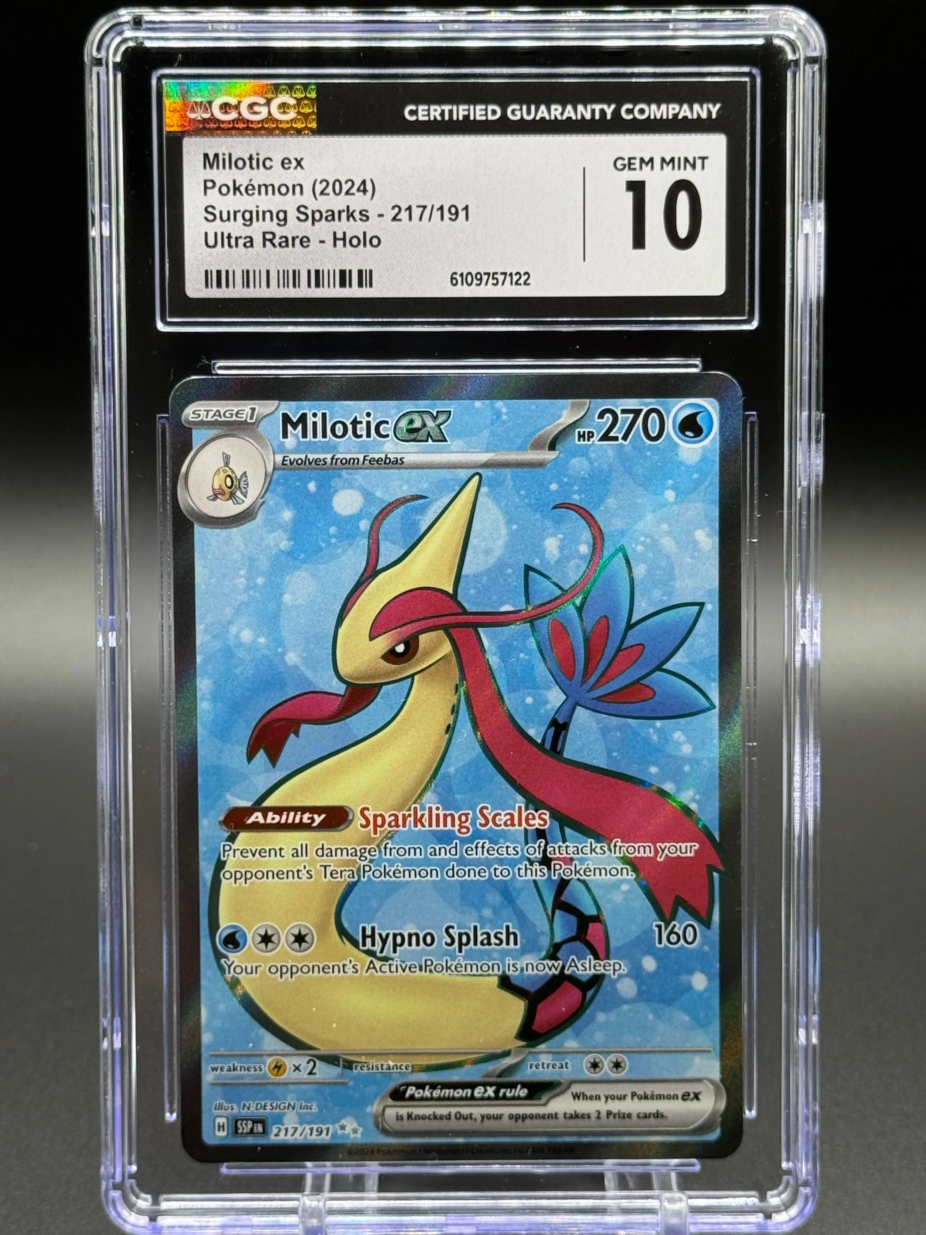Pokemon TCG Milotic ex | Surging Sparks 217/191 | CGC Graded GEM MINT 10