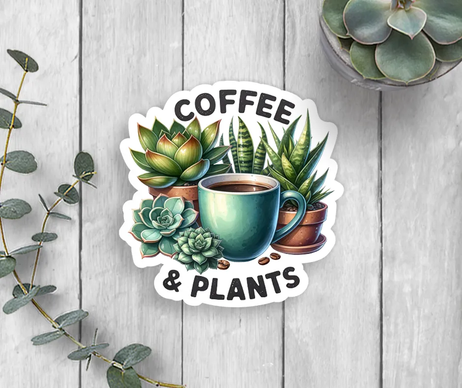 Coffee and Plants Vinyl Sticker