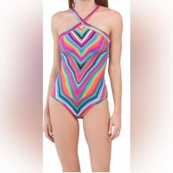 Product image for TRINATURK Louvre HighNeck One Piece Swimsuit.Brand New.Size 14.Color Multicolor
