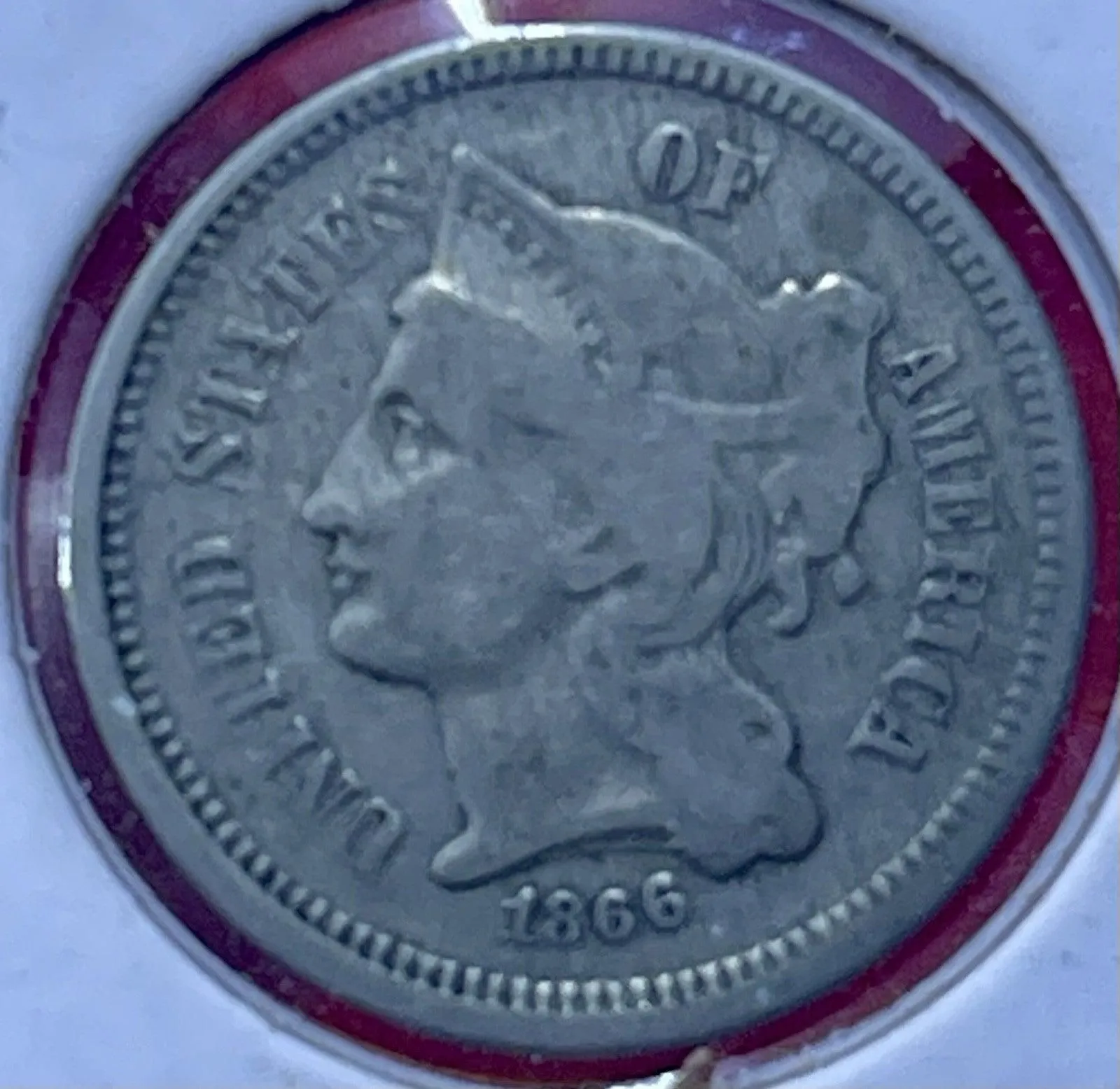 1866 Nickel 3 Cent Coin