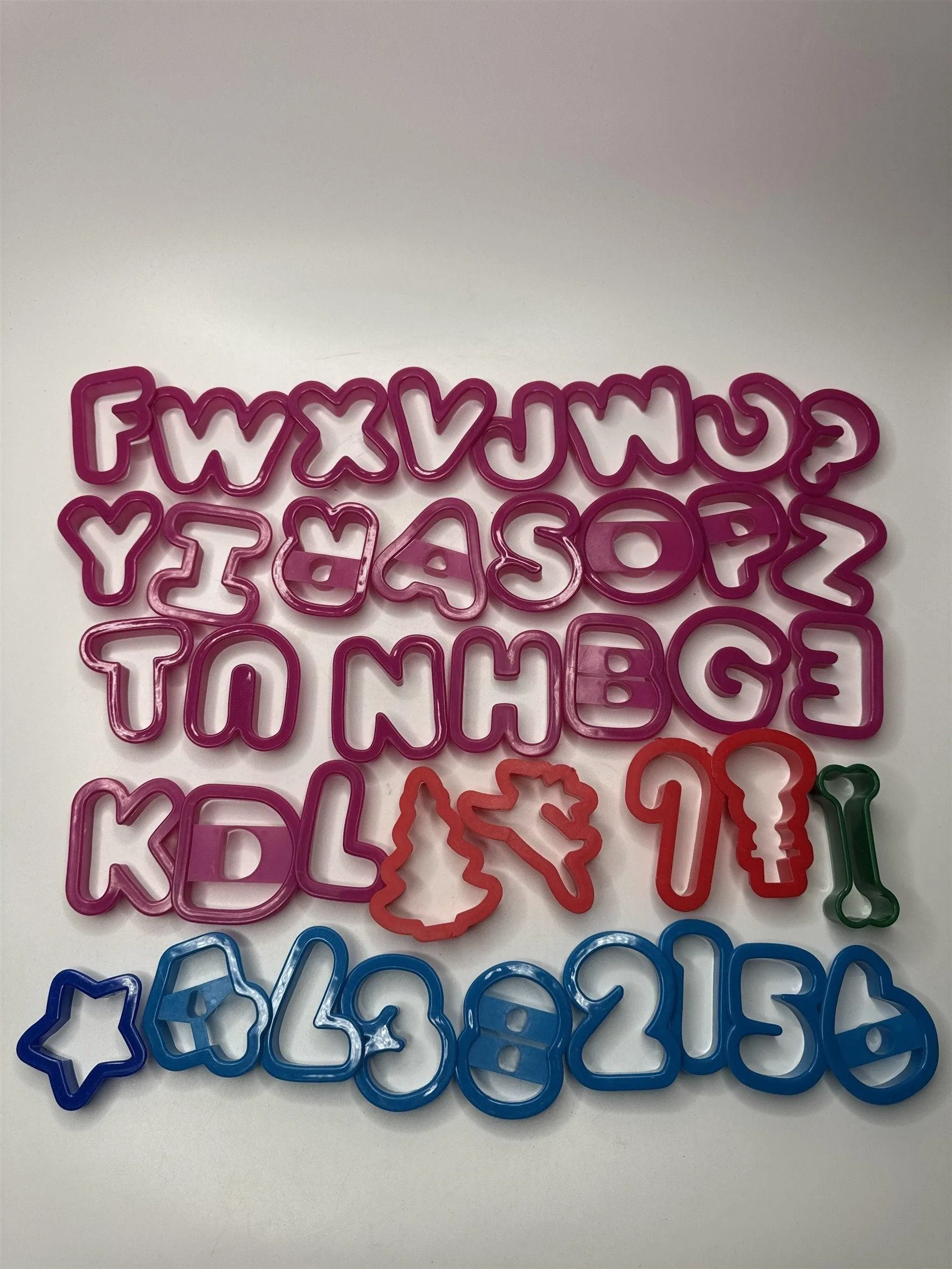 Lot of 40 Cookie Cutters Including Letters, Numbers and Designs for Bakers