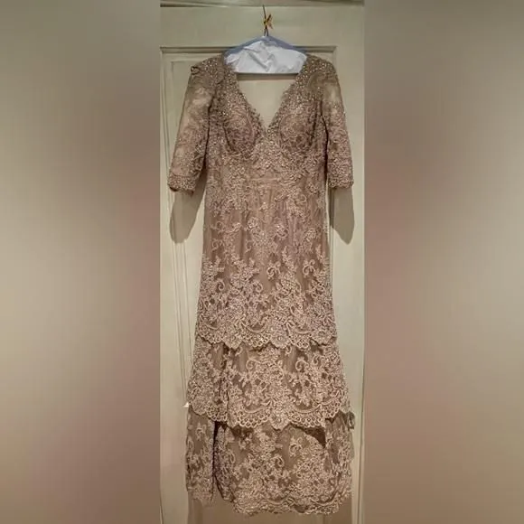 Product image for Ivonne D for Mon Cheri - Size 14: Nude Beige Evening Gown