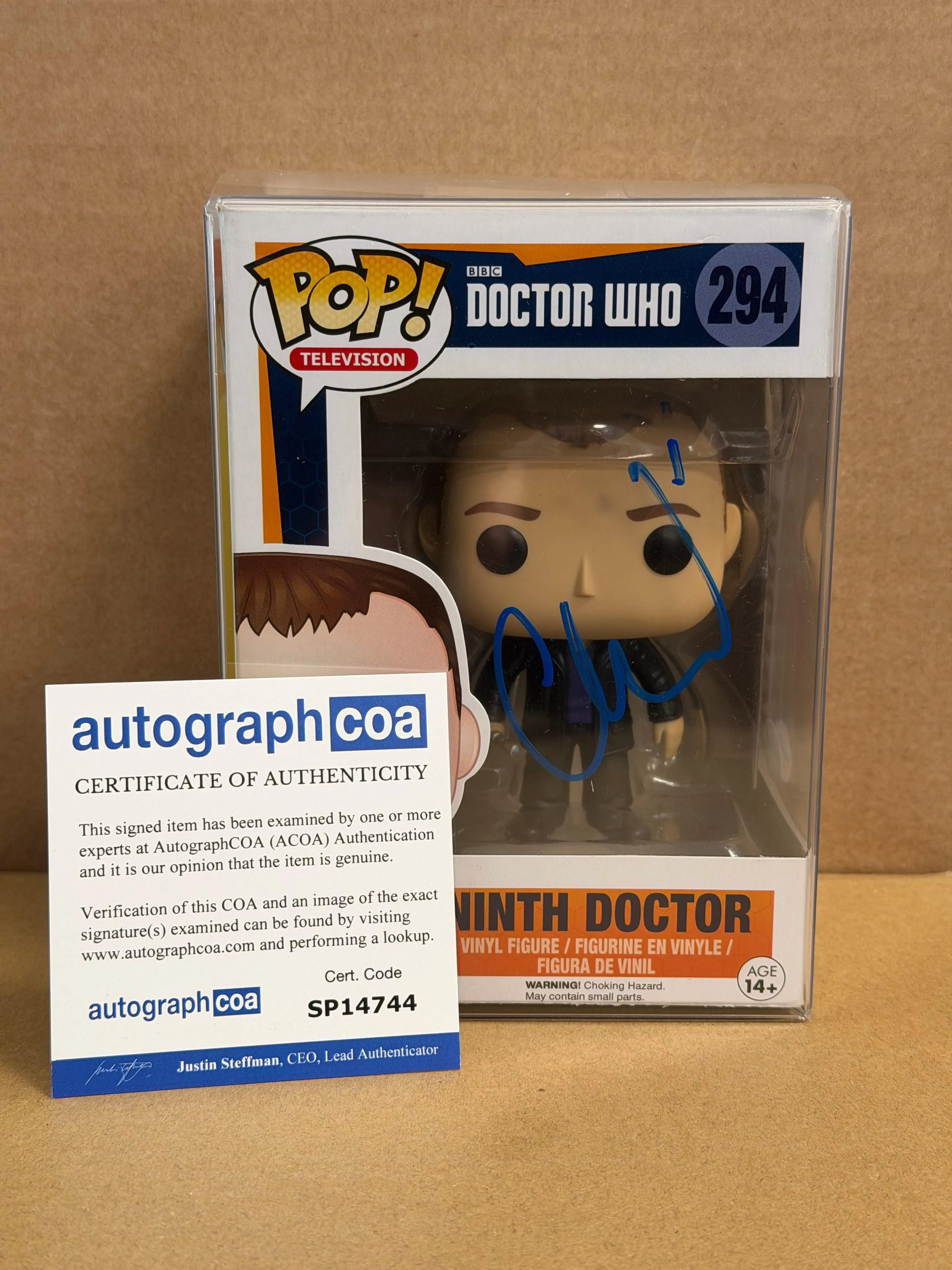 Funko Pop! Television Doctor Who Ninth Doctor Signed Christopher Eccleston COA #294