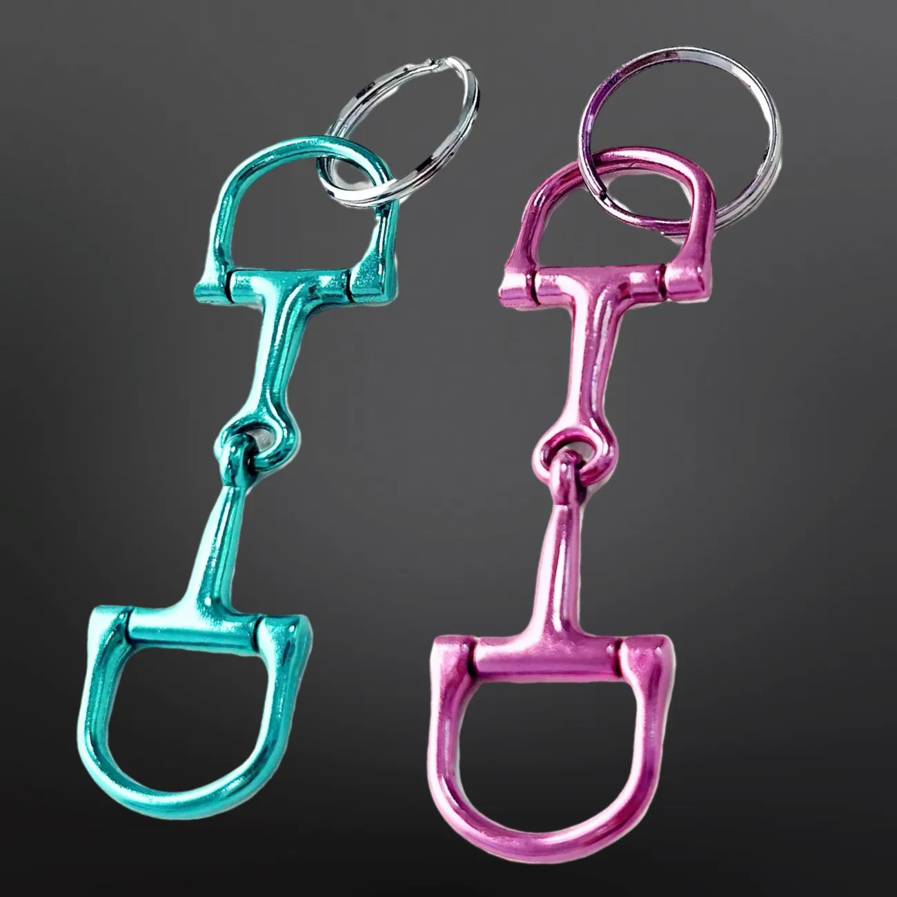 Western Equestrian Horse Bit Keychain - Pink or Turquoise
