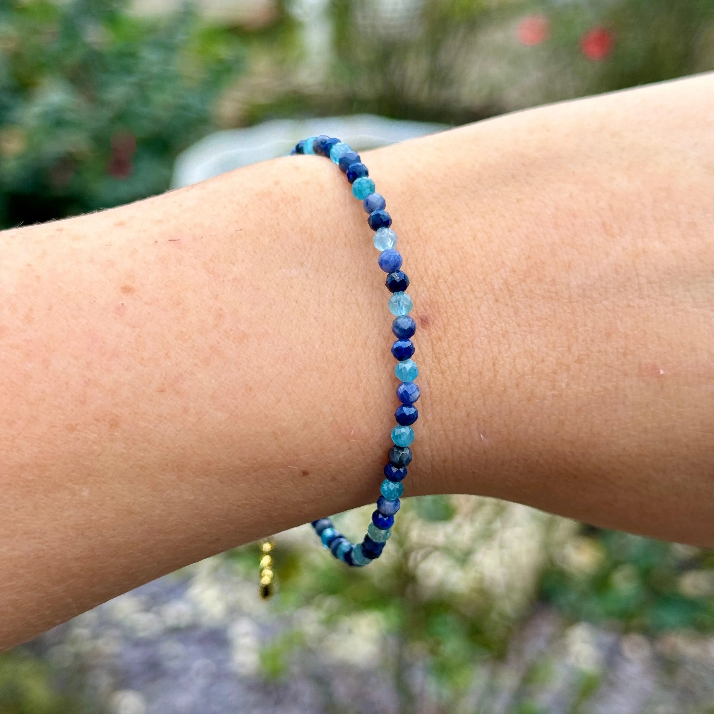 Throat Chakra 3mm Minimalist Bracelet - Apatite, Lapis Lazuli & Sodalite