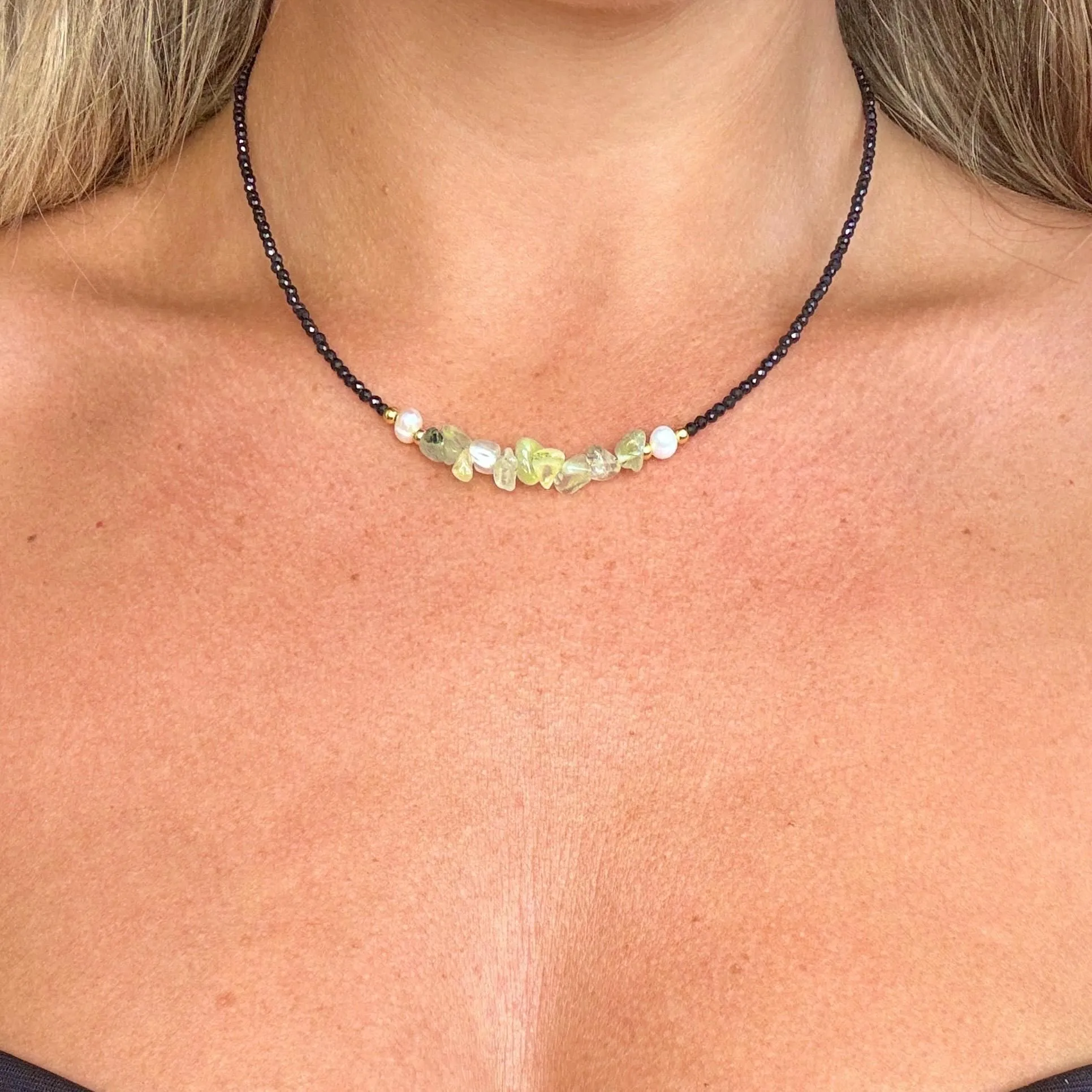 Prehnite/Black Tourmaline - Everyday Witch Choker Necklace