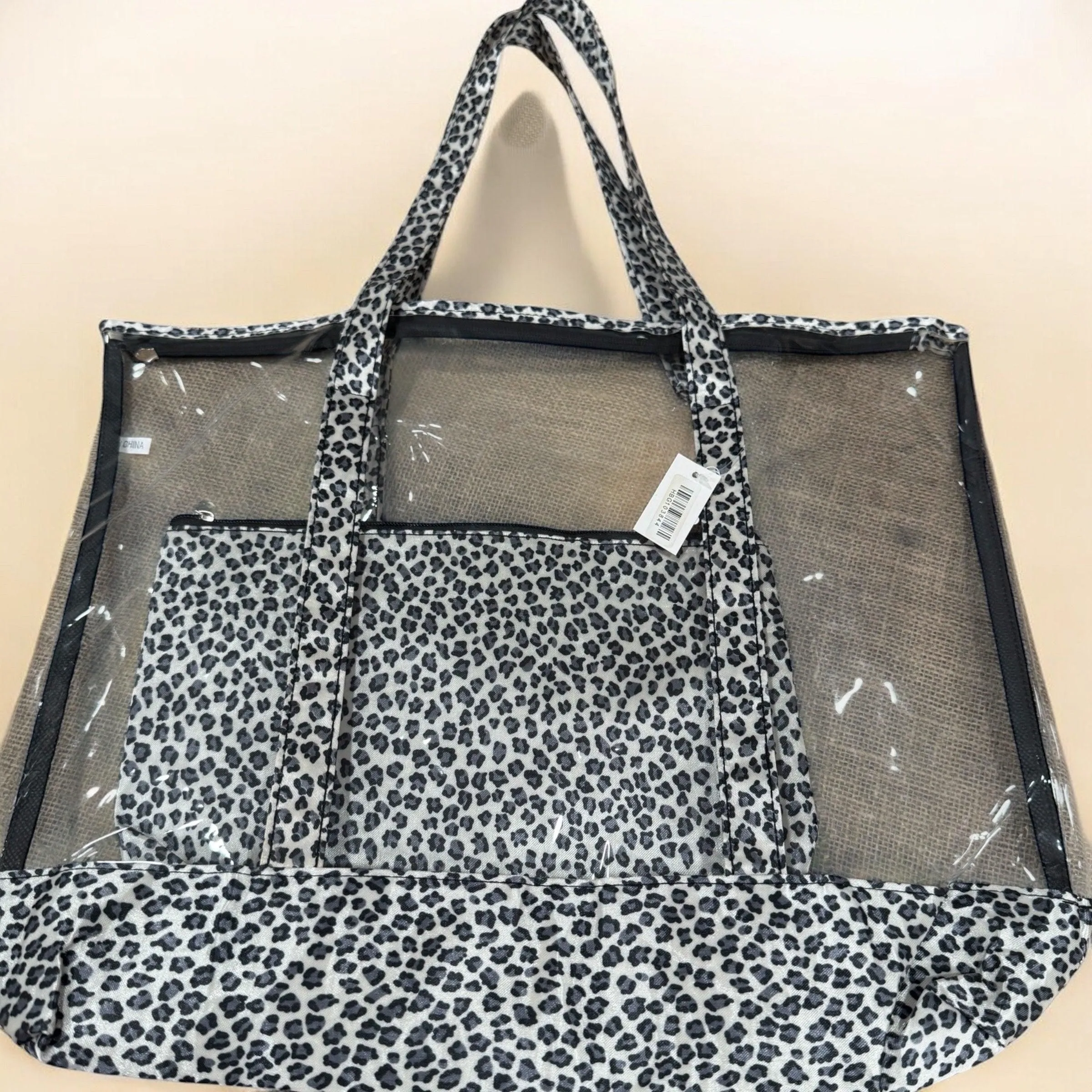 Ladies Clear see Thru Sling bag Fashion Handbag : Black
