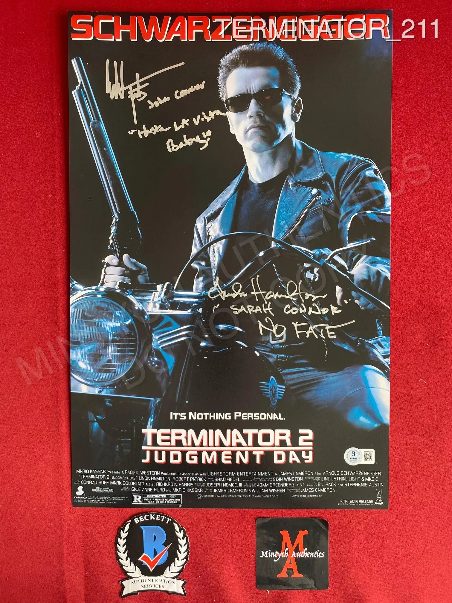 TERMINATOR_211 - 11x17 Terminator Photo Autographed By Linda Hamilton & Edward Furlong
